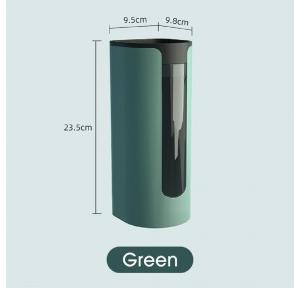 Srxes Self Adhesive Paper Cup Dispenser Holder Wall Mounted Type Green Color Cup Store Capacity 40 Dimensions 23.5L x 9.8W x 9.5H CM