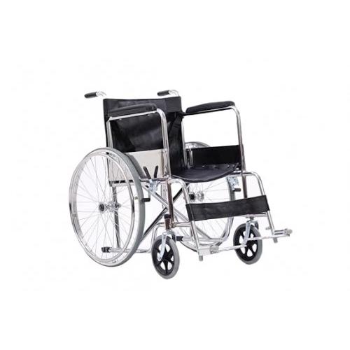 Aulki Foldable Chromed Steel Wheelchair Light Weight Regular 18 Inch Wide Seat