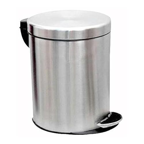 King International Pedal Dustbin With Lid And Bucket Plain SS202 12 Ltr 10x14 Inch