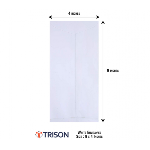 Trison Envelope White Non-Laminated 100 GSM 9x4 inch