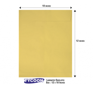 Tycoon Envelope Yellow Laminated 95 GSM Size 12x10 inch Pack of 50