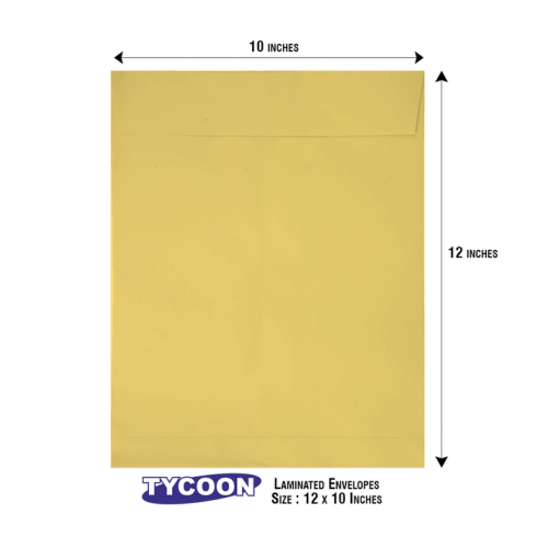 Tycoon Envelope Yellow Laminated 95 GSM Size 12x10 inch Pack of 50