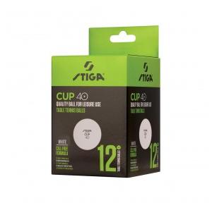 Stiga TT Ball Cup 40+ Plastic White Pack of 12
