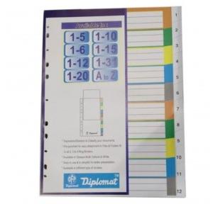 Diplomat File Separator/Divider Printed Plastic A-Z 25 Sheets