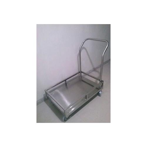 Platform Trolley SS 202 With 3 Side Support Railing Size: 2 x 3 Feet Weight Capacity Upto 400 Kg 4 Side Railing 1.2 MM Sheet