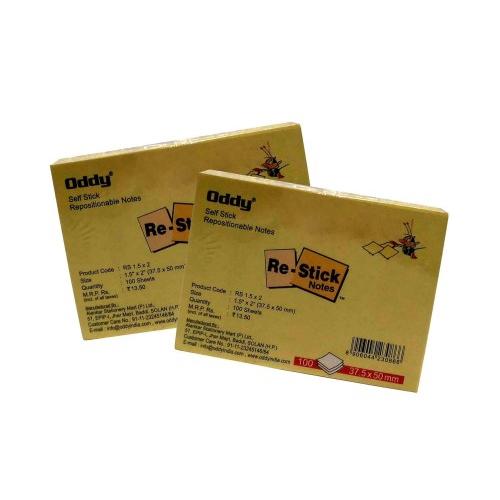 Oddy Selfstick Repositionable Note Pads(Yellow) RSN1.5x2 Size: 1.5x2inch  100 Sheets