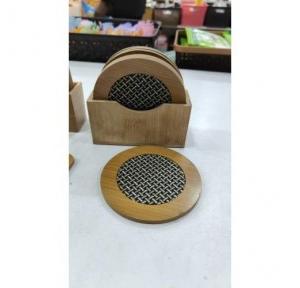 Coaster Round Shaped Wood 10cm  Pack of 12