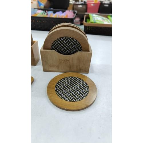 Coaster Round Shaped Wood 10cm  Pack of 12