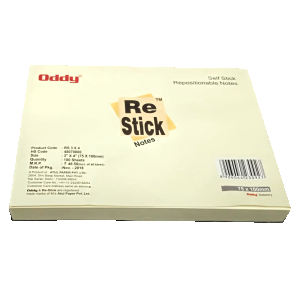 Oddy Selfstick Repositionable Note Pads(Yellow)  RSN3x4 Size: 3x4inch 100 sheets