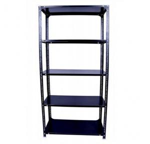 MS Slotted Angle Rack With 4 Compartments 5 Shelve Including Top With MS Sheet Back and Side Cover Size: 84x48x24 Inch Angle 14 Gauge Shelf 16 Gauge Color Blue Weight Capacity 500Kg With Installation