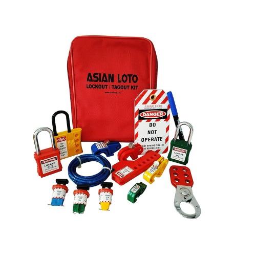 Asian Loto Small Lockout Tagout Kit ALC-SKT9 With Scissor Cable Lockout Padlock Tags & Hasp