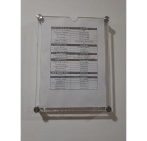 Acrylic Holder Size A4 Sheet Thickness 3mm Single Paper Wall Mounted With SS Studs