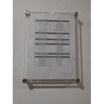 Acrylic Holder Size A4 Sheet Thickness 3 MM Single Paper Wall Mounted With SS Studs