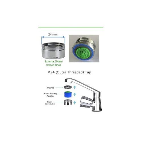 Brass Regular 24mm Water Tap Aerator Foam Flow Male-Outer Thread Green