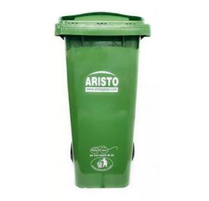Aristo Dustbin With Wheels Green Plastic 90 Ltr