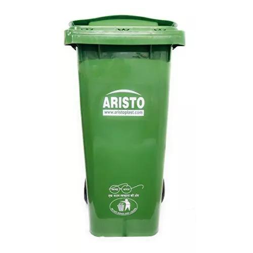 Aristo Dustbin With Wheels Green Plastic 90 Ltr