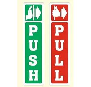 Push & Pull Self Adhesive Sticker Size 1x2 Inch Color Red and Green