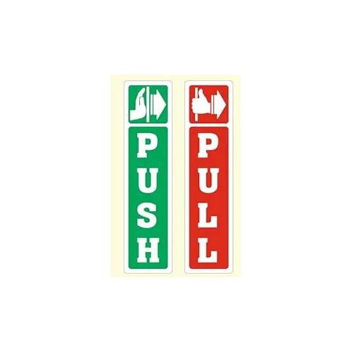 Push & Pull Self Adhesive Sticker Size 1x2 Inch Color Red and Green