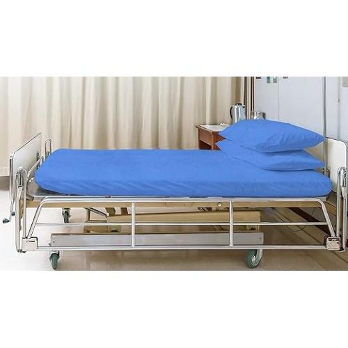 Hospital Single Bedsheet With Pillow Cover Color Blue Bedsheet Size: 150x220 CM & Pillow Cover Size: 46x69 CM With 1.5 Inch Border