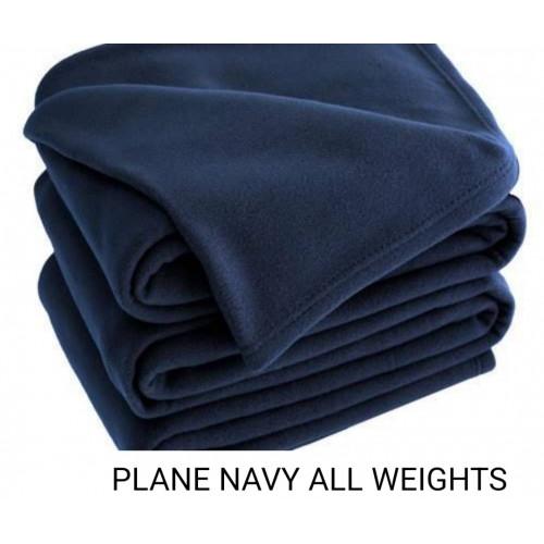 Fleece Blanket With Satin Border Navy Blue Plain 5x7 Feet