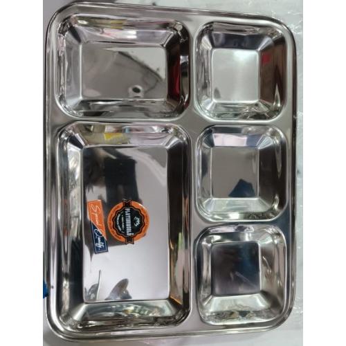 Compartment Plate SS 304 SS 304 5 Plus 1 24 Gauge Weight 450gm Stainless Steel 12.76 x 10.61 Inch