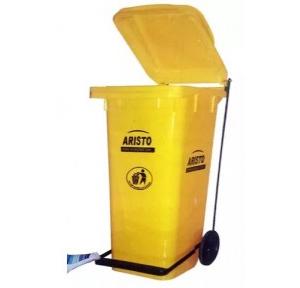 Aristo Pedal Dustbin With MS Pedestal Support Yellow Plastic 120 Ltr