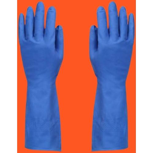 Safehand Rubber Hand Gloves Pair Blue Washable and Resusable For Unisex