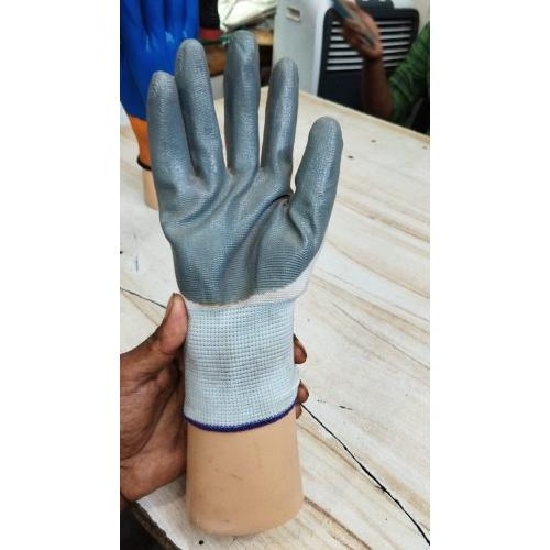 Asian Safety Gloves Nitrile Dipped Cut Tear and Puncture Resistant Color Grey&White