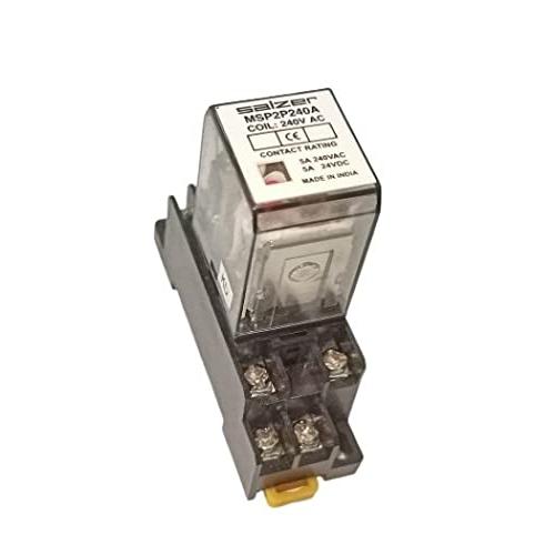 Salzer Relay With Base MSP2P 240A 8 Pin 5 Amp 2 Pole 240VAC
