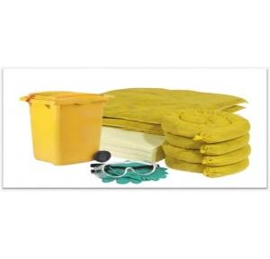 Demeanor Spill Kit Universal 30 Ltr For Both Oil and Chemical 3 Ply MB Mask Instruction Sheet Nitrile Gloves Disposal Bags With Tie Absorbent Pads Absorbent Socks Absorbent Pillows Absorbent Granular Powder Safety Goggles With Mat Bag