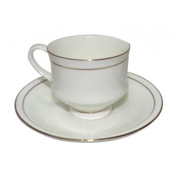 Clay Craft Cup and Saucer Set Mona White With Gold Line Ceramic 180ml