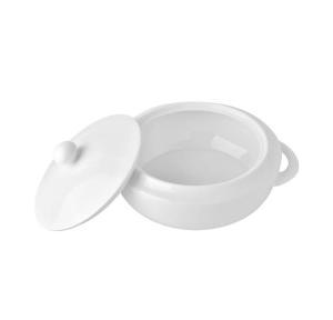 Clay Craft Donga With Lid White Inner Dia 6 Inches (15.2 CM) H4.8 Inches (12.2 CM) Ceramic 2000ml