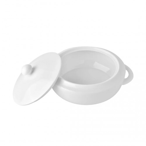 Clay Craft Donga With Lid White Inner Dia 6 Inches (15.2 CM) H4.8 Inches (12.2 CM) Ceramic 2000ml