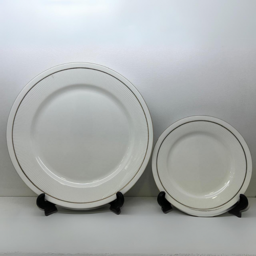 Clay Craft Dinner Plate Mona Goldline Ceramic 10.5 Inch White