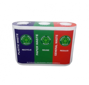 Trio Swing Dustbin With FRP Sticker Inner Bin Size 12x28 Inch 60 Ltr Each SS202 180 Ltr 47x16x32 Inch