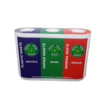 Dustbin Trio Inner Bin Size 12x28 Inch Capacity 60 Ltr FRP Total Capacity 60 Ltr x 3 Bin = 180 Ltr Dimensions 47x16x32 Inch