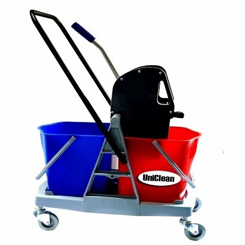 Uniclean Trolley Double Bucket UW03 Plastic Wringer Janitor Cleaning 20+20 Kg