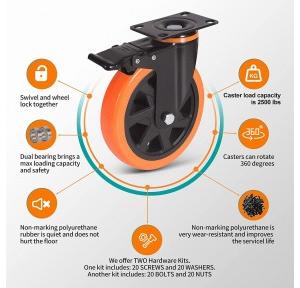 Swivel Wheel Heavy Duty PU Caster 4 Inch Weight Capacity Approx 500 Kg