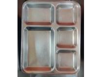 Compartment Plate SS304 5 in 1 Rectangular 500gm Stainless Steel L33xW26xH3 CM