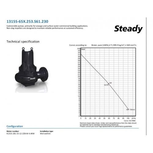 Xylem Steady Submersible Pump 1315S 4.4 KW RPM 2825 With Wet Well Kit
