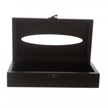 Tissue Box Wooden Sesame 9x5x3 Inch Black