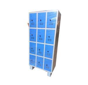 MS Heavy Duty CRCA Fabricated Power Coated 8 Compartment Staff Locker 20/22 Gauge Each Compartment Size 18x18x18 Inch Light Blue & Ivory Color Combination With Pad Lock Type