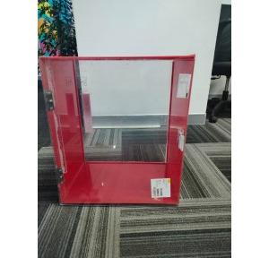 Fire Safety Emergency Box Acrylic Full Body 4 MM Acrylic And Door 4 MM Acrylic With All Side Red Color And Transparent Front Door With Transparent Back H18 X W21 X D12 nch