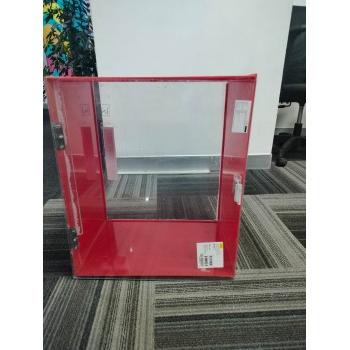 Fire Safety Emergency Box Acrylic Full Body 4 MM Acrylic And Door 4 MM Acrylic With All Side Red Color And Transparent Front Door With Transparent Back H18 X W21 X D12 nch
