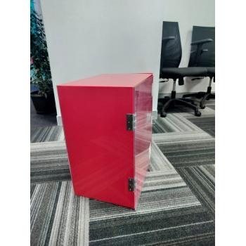 Fire Safety Emergency Box Acrylic Full Body 4 MM Acrylic And Door 4 MM Acrylic With All Side Red Color And Transparent Front Door With Transparent Back H18 X W21 X D12 nch