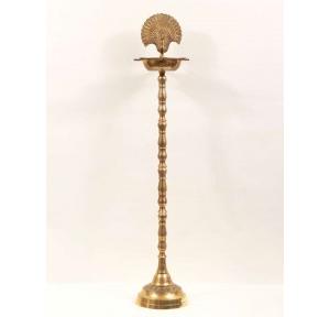 Oil Lamp Brass Peacock Top Diya Stand Colour Gold Height 4 Feet 2 Inch Weight 5 Kg