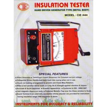 CIE Hand Driven Generator Multi Range Insulation Tester CIE-444 MR-3 Rated Voltage: 5000 Volts (5KV) Dimension: 110x128x195 MM