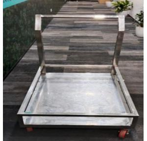 Trolley With Nylon Heavy Wheels 1.2mm Base Pipe Frame Support SS Pipe 1.5mm And Handle SS Pipe 40x40x1.5mm Weight upto 600Kg Stainless Steel 202 920x610X330mm
