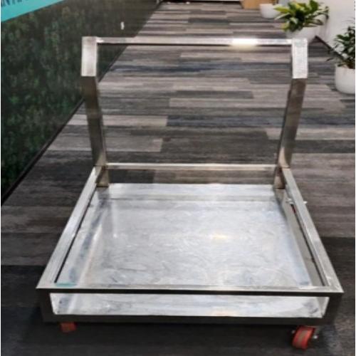 Trolley With Nylon Heavy Wheels 1.2mm Base Pipe Frame Support SS Pipe 1.5mm And Handle SS Pipe 40x40x1.5mm Weight upto 600Kg Stainless Steel 202 920x610X330mm