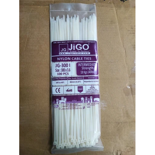 Jigo Cable Tie Nylon 150x3.5 mm White Pack of 100